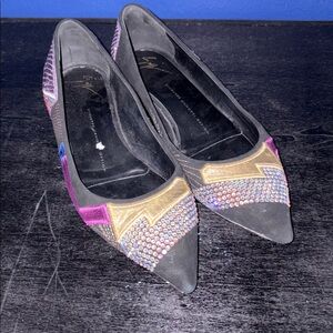 🖤 Giuseppe Zanotti Black Suede Rhinestone Ballet Flats – Size 36.5